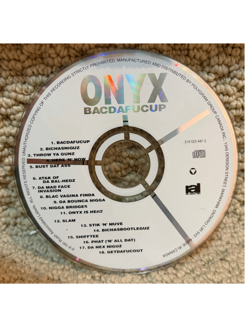 Onyx Bacdafucup Audio CD Music Album One Size Silver White